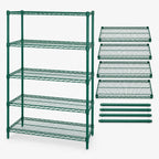 Thumbnail image #3 for Quantum WR54-2160P-5 Wire Shelving Starter Unit, 60"W x 21"D x 54"H, 5 Shelves, Green Epoxy Finish