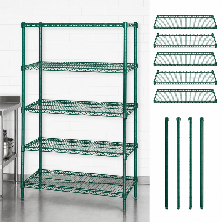 Product image #3 for Quantum 72"W x 21"D x 74"H Stationary Wire Shelving Starter Kit with 5 Shelves