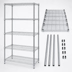 Thumbnail image #3 for Quantum WR86-3636S-5 36"W x 36"D x 86"H 5-Shelf Stationary Wire Shelving Starter Kit, 304 Stainless Steel