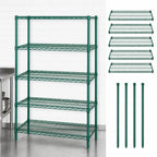 Thumbnail image #3 for Quantum WR74-2172P-5 Stationary Wire Shelving Starter Kit, 72"W x 21"D x 74"H, 5 Shelves, Green Epoxy Antimicrobial Finish