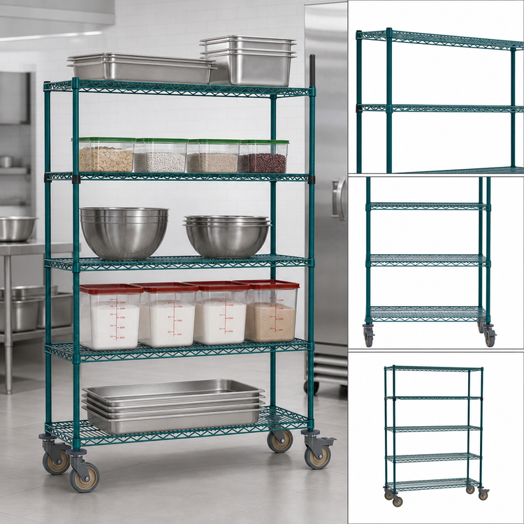 Product image #3 for Super Erecta 5-Tier Wire Stem Caster Cart, 48 x 18 x 68 Inches