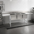 Thumbnail image #3 for Eagle Group S16 Series S16-20-3-18L 3-Compartment Commercial Sink, 16/304 Stainless Steel, 20 x 20 x 14 in Bowls, Left Drainboard