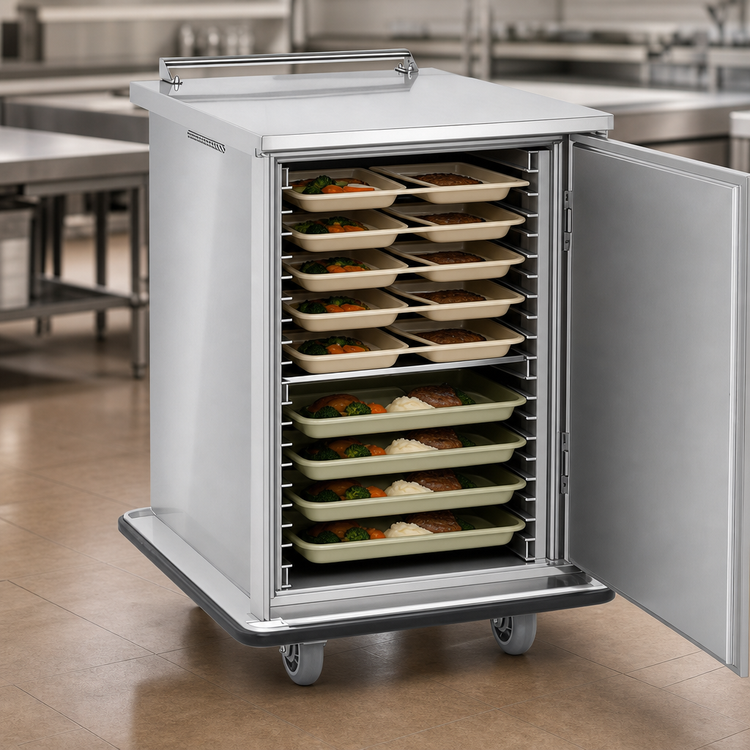 Product image #4 for Mobile Patient Tray Cart, 12 15 x 20 or 6 18 x 26 Tray Capacity, Stainless Steel, Non-Insulated