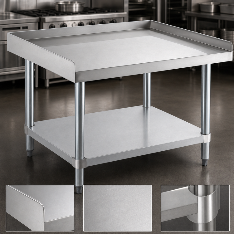 Product image #3 for 48-Inch x 30-Inch Stainless Steel Equipment Stand with 2-Inch Turn-Up and Undershelf