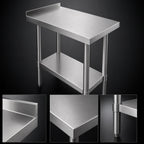 Thumbnail image #3 for John Boos Stallion EFT8-3012SSK Stainless Steel Filler Table, 12"W x 30"D, 18-Gauge 400 Series Top, 1-1/2" Backsplash, Adjustable Undershelf