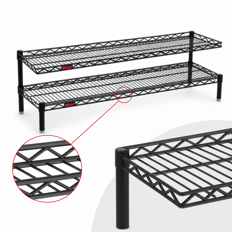 Product image #3 for QuadTruss 2-Tier Front Case Merchandise Shelving Unit, 30-Inch W x 14-Inch D x 14-Inch H, Red Epoxy Finish