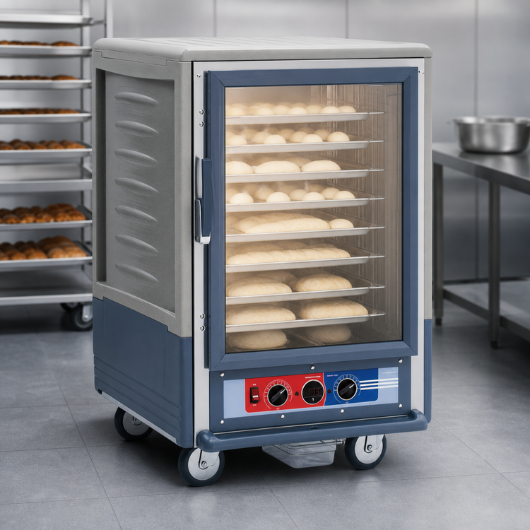Product image #3 for Metro C5 3 Series Half-Height Moisture Heated Holding and Proofing Cabinet, Gray Insulation Armour, Clear Polycarbonate Door, Mobile, 17-Pan Capacity, 120V