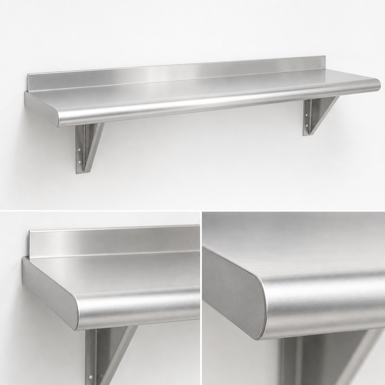 Product image #3 for Advance Tabco Wall-Mounted Stainless Steel Shelf, 48"W x 12"D