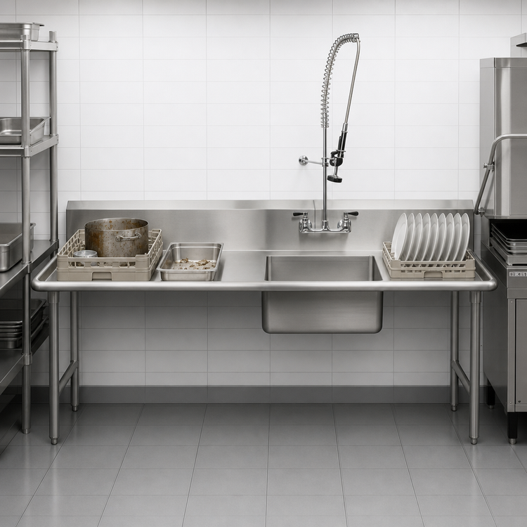 Product image #3 for 72-Inch Straight Left-to-Right Soiled Dish Table with Pre-Rinse Sink and Faucet