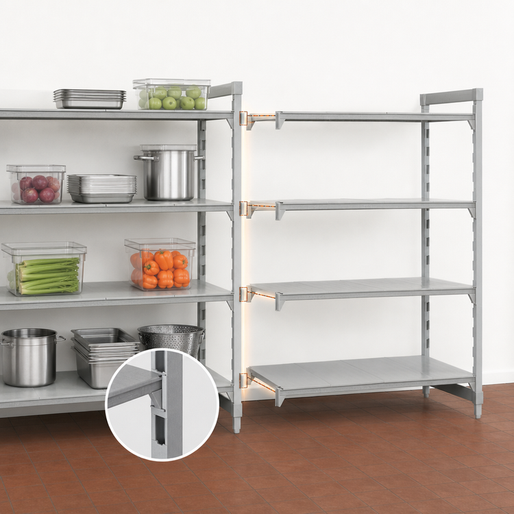 Product image #4 for Cambro Camshelving Premium 4-Tier Solid Add-On Polymer Shelving Unit, 24 x 54 x 72 Inches