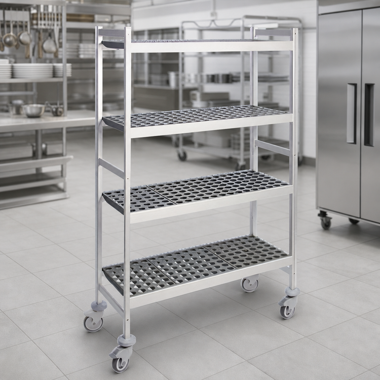 Product image #3 for Fermostock 4-Tier Mobile Shelving Unit with Polymer Inserts, 26"W x 18"D x 71"H