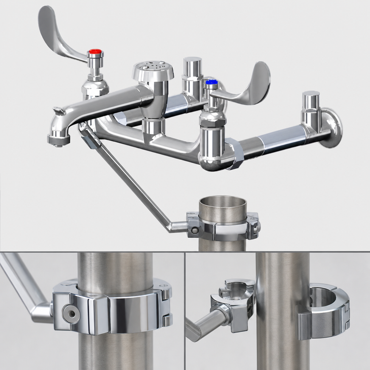 Product image #3 for T&S Brass B-0664-03 Wall-Mounted Service Sink / Mop Sink Faucet with 15-Inch Rigid Spout and Vacuum Breaker