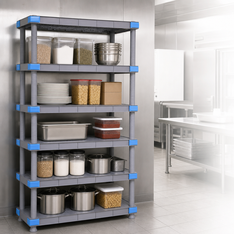 Product image #3 for Millenia 60-Inch W x 18-Inch D x 74-Inch H Polymer Stationary Starter Shelving Unit with 5 Solid Shelves
