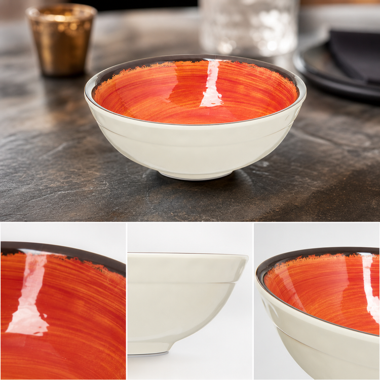 Product image #4 for Mingle Small 6-Inch Round Melamine Serving Bowl, 17 oz, Fireball Orange