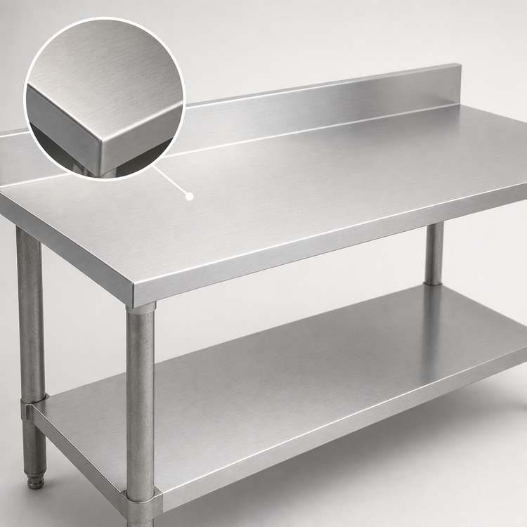 Product image #3 for Omcan Standard Series 48-Inch Stainless Steel Work Table with 4-Inch Backsplash and Undershelf