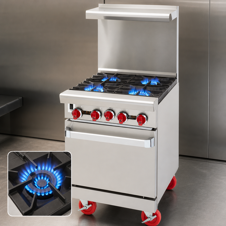 Product image #3 for American Range 24-Inch Green Flame Gas Range with 4 Open Burners, Storage Base, and Back Riser Shelf