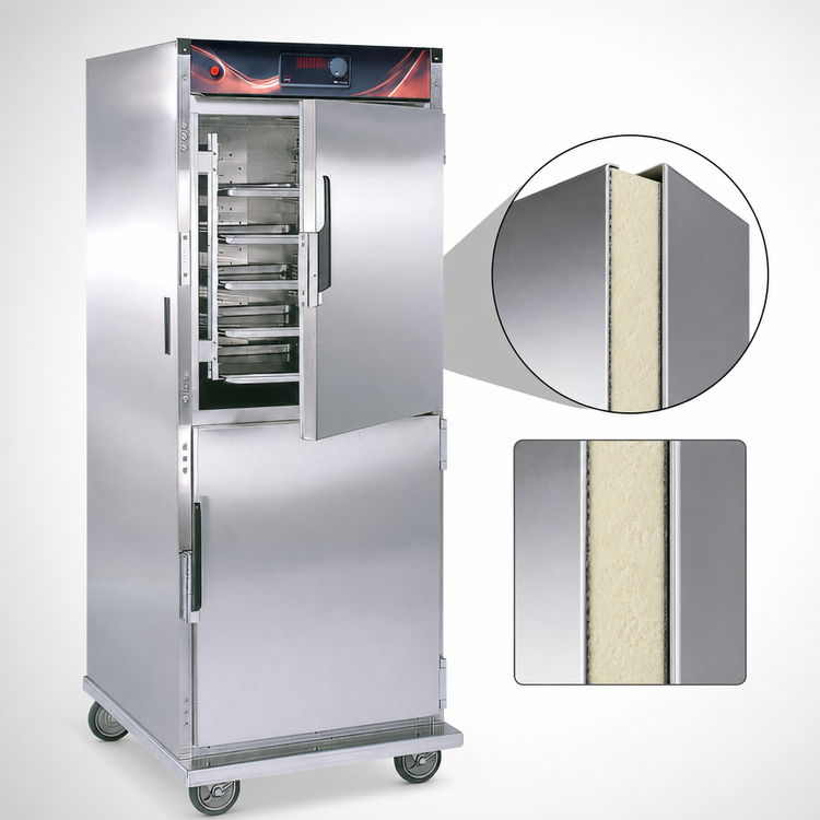 Product image #3 for Cres Cor Mobile Insulated Stainless Steel Heated Holding Cabinet, 32-Pan Capacity, Dutch Doors