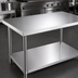 Thumbnail image #3 for Steel Works Stainless 60 Inch x 24 Inch Flat Top Stainless Steel Worktable with Undershelf, 34 Inch High