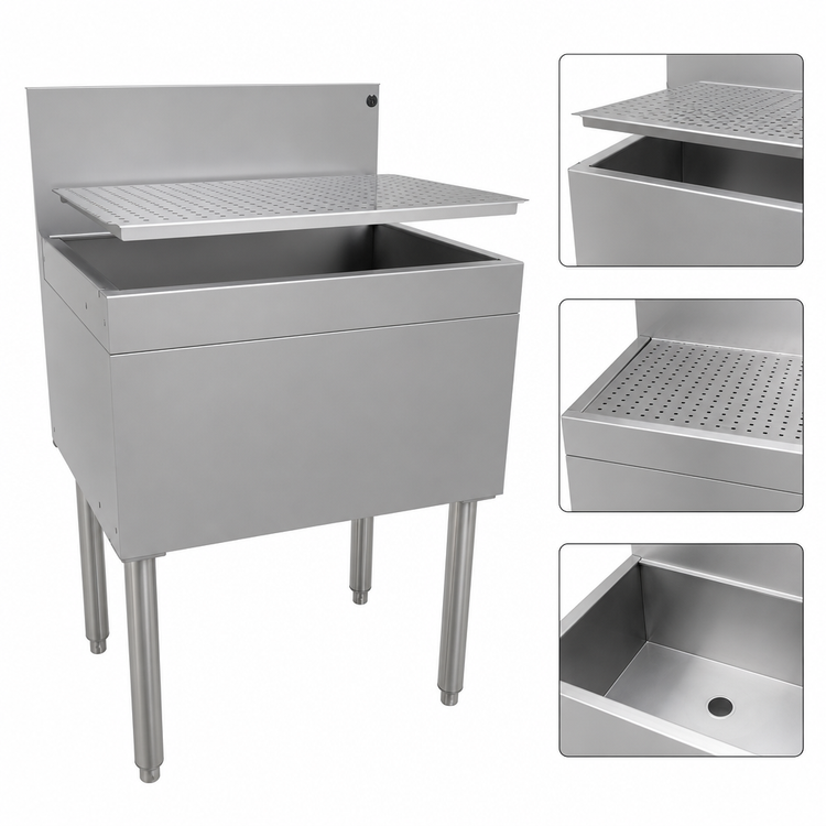 Product image #3 for Glastender Freestanding Underbar Drainboard, 24 Inch x 19 Inch, Stainless Steel