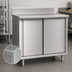 Thumbnail image #3 for Eagle Spec-Master Stainless Steel Cabinet Base Worktable with Sliding Doors, 36W x 30D, 4-1/2-Inch Backsplash