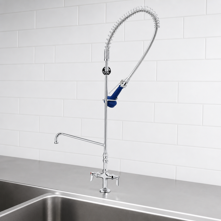 Product image #3 for T&S Brass EasyInstall Single-Hole Deck Mount Pre-Rinse Unit with 6" Add-On Faucet and 0.65 GPM Spray Valve