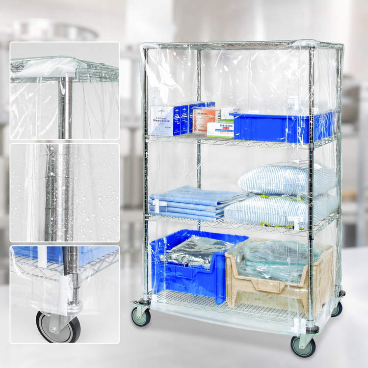 Product image #3 for Quantum Clear Vinyl Wire Cart Cover for 18 x 72 x 63 Inch Carts with Zipper Flap