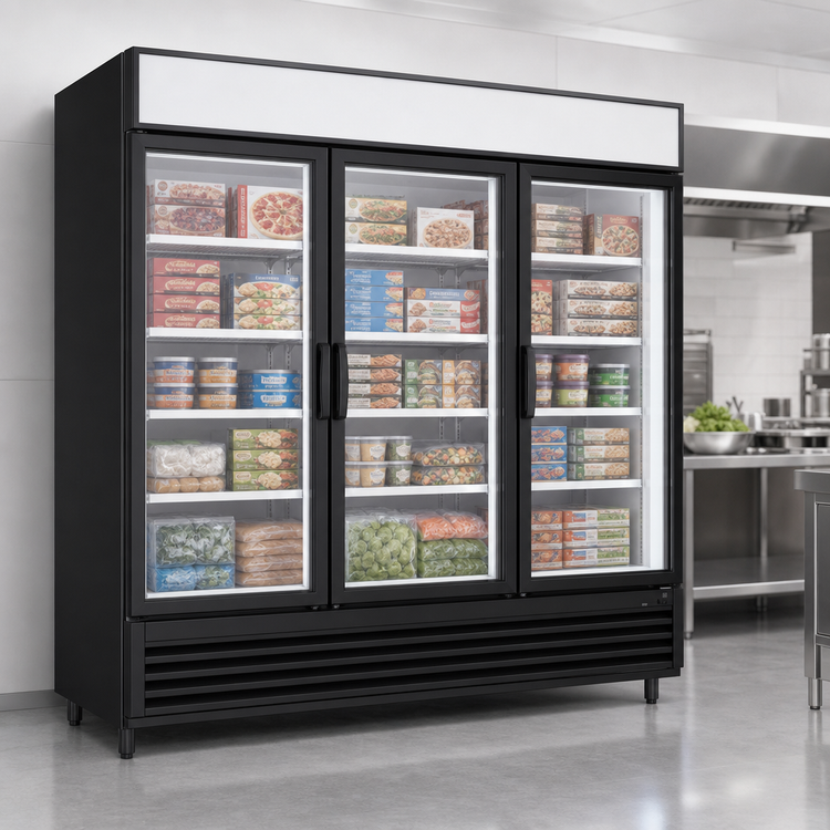 Product image #3 for Excellence Commercial Products TKOF-62 3-Section Glass Door Freezer Merchandiser