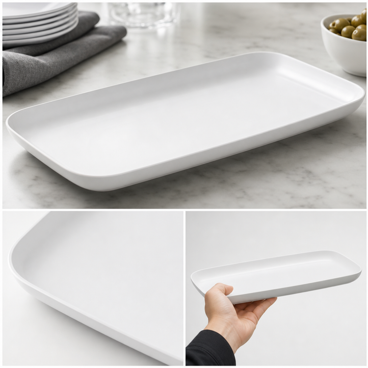 Product image #3 for American Metalcraft 22-Inch Rectangular White Melamine Platter