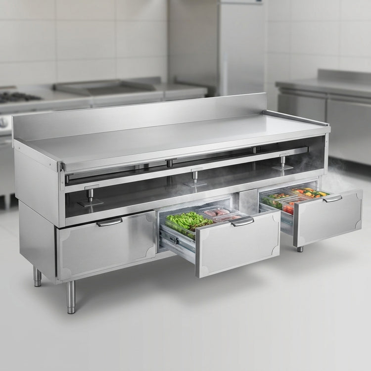 Product image #2 for La Rosa Refrigeration L-75178-30 78-Inch Refrigerated Equipment Stand with 4 Drawers, Remote