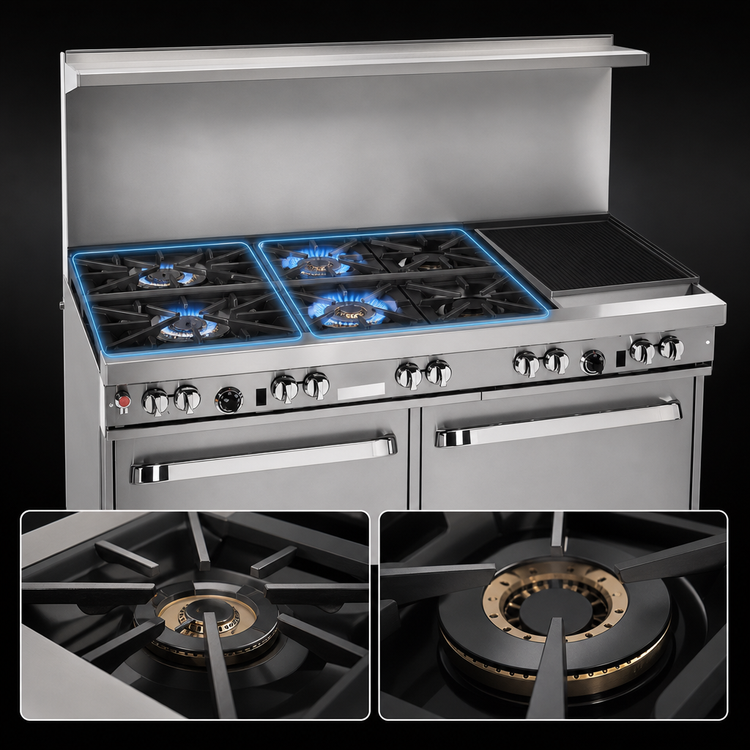 Product image #3 for Southbend Ultimate 60-Inch Gas Restaurant Range with 4 Open Burners, 36-Inch Charbroiler, and 2 Standard Ovens