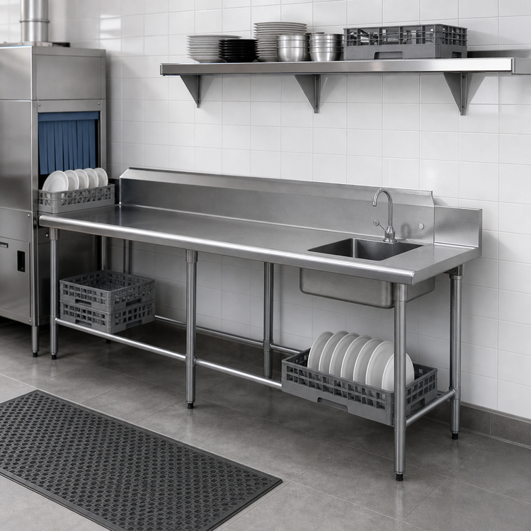 Product image #3 for Eagle Group BlendPort Straight Soiled Dishtable with Sink, Left-to-Right, 96-Inch, 16/300 Stainless Steel Top