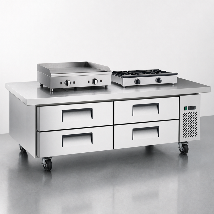 Product image #3 for Atosa 76-Inch Refrigerated Chef Base with Extended Top, 4 Drawers, 12.1 Cu. Ft.