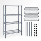Thumbnail image #3 for Quantum WR63-2160GY Stationary Wire Shelving Starter Kit, 60"W x 21"D x 63"H, 4 Shelves/4 Posts, Gray Epoxy Finish