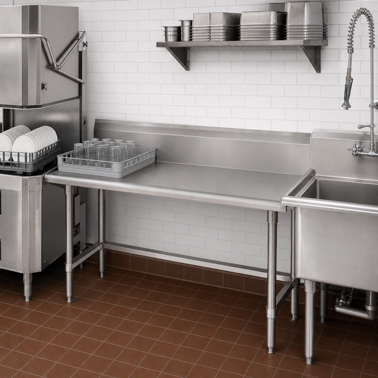 Product image #3 for John Boos Pro-Bowl 132-Inch Straight Clean Dishtable, Right-to-Left Operation, 14-Gauge 300 Series Stainless Steel