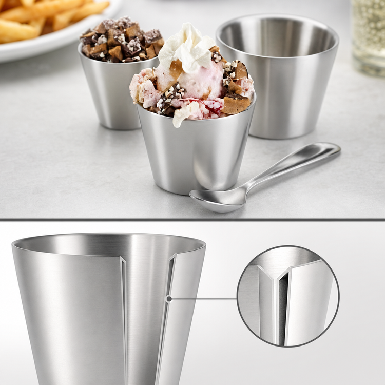 Product image #3 for American Metalcraft 7 oz. Double Wall Stainless Steel Sauce Cup, Satin Finish