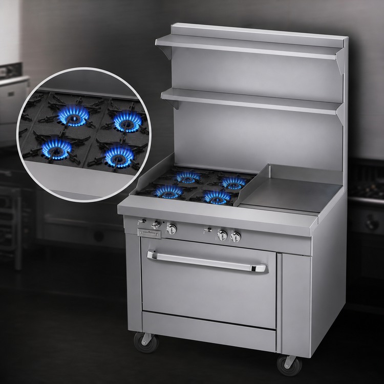 Product image #3 for Southbend Platinum 36-Inch Heavy Duty Modular Commercial Gas Range with 4 Open Burners and 12-Inch Griddle