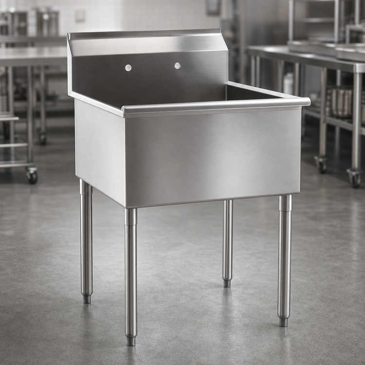 Product image #3 for Eagle Group 60-1/4 Inch One-Compartment Double Drainboard Utility Sink, 304 Stainless Steel