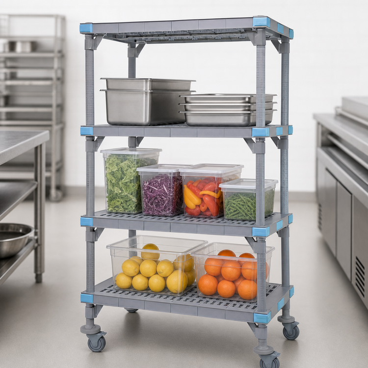 Product image #3 for Millenia Mobile Polymer Shelving Starter Unit, 48 x 21 x 74 Inches, 4 Shelves