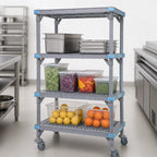 Thumbnail image #3 for Quantum Millenia QPM214874VS-4 Mobile Gray Polymer Shelving Starter Unit, 48 x 21 x 74 Inches, 4 Open Grid Shelves
