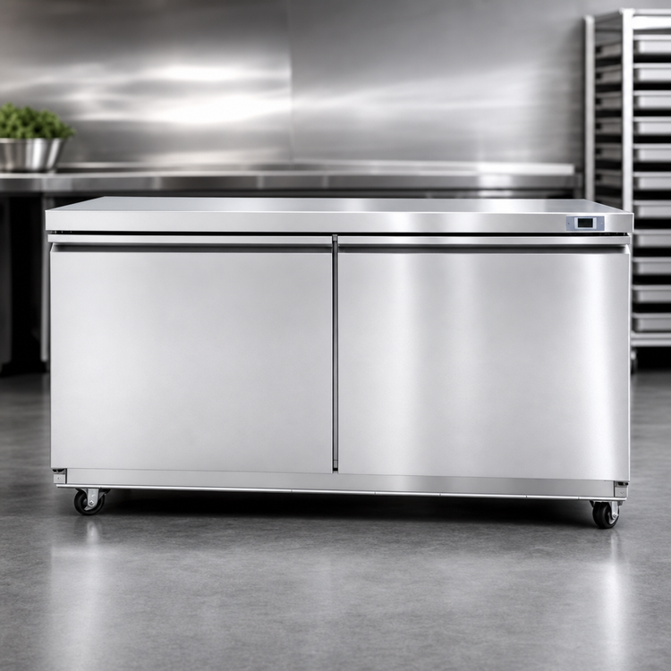 Product image #3 for Maxx Cold V-Series 60-Inch Two-Section Undercounter Freezer with Solid Doors, 18.5 Cu. Ft., Stainless Steel