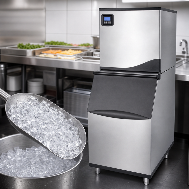 Product image #3 for Maxx Ice Intelligent Series 22-Inch Air-Cooled Half-Dice Modular Ice Machine with 310-lb Storage Bin, 361 lb/Day