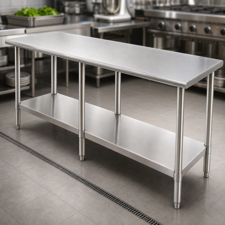 Product image #3 for Eagle Group Budget Series 108 in. x 30 in. 430 Stainless Steel Work Table with Adjustable Undershelf