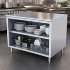 Thumbnail image #3 for Sapphire Manufacturing SMDC-3060 Open Front Stainless Steel Dish Cabinet with Adjustable Shelf, 60 x 30 x 36 Inches