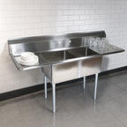 Thumbnail image #3 for John Boos E2S8-1620-12T18-X 2-Compartment Stainless Steel Sink with Dual 18-Inch Drainboards, 12-Inch Deep Bowls and Galvanized Legs