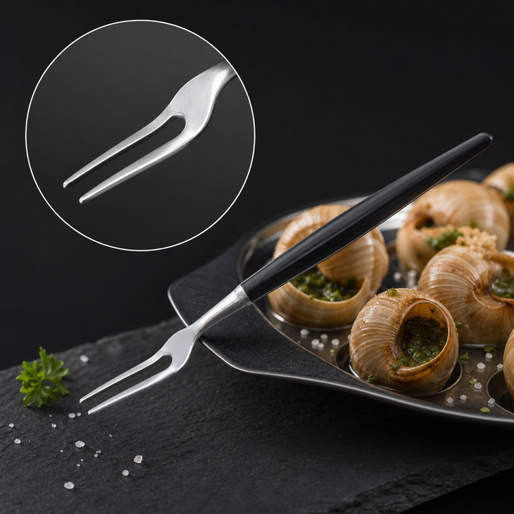 Product image #3 for American Metalcraft 7-Inch Stainless Steel Snail Fork with Black Plastic Handle