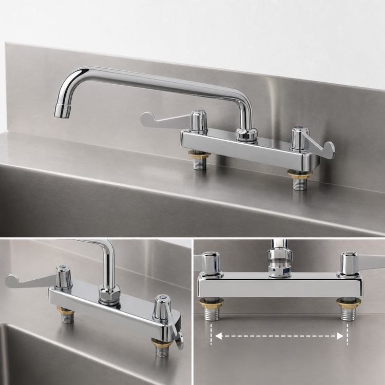 Product image #3 for equip 8-Inch Centers Deck-Mount Workboard Mixing Faucet with 10-Inch Swing Nozzle