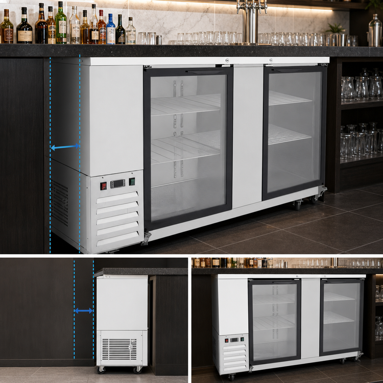 Product image #3 for Atosa 68-Inch Shallow Depth Two-Section Back Bar Cooler with Locking Glass Doors