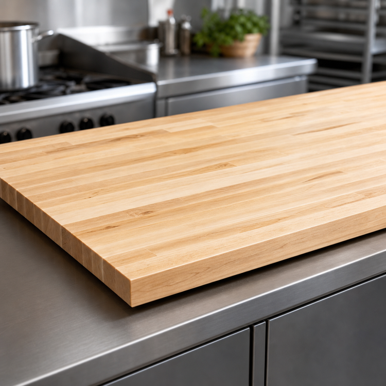 Product image #3 for John Boos Boos Block 120" x 42" Blended Edge Grain Northern Hard Rock Maple Kitchen Countertop with Penetrating Oil Finish