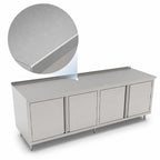 Thumbnail image #3 for John Boos 4CH4R1.5-30132 Enclosed Stainless Steel Work Table with Cabinet Base, 132 x 30 in, 14-Gauge 300-Series Top, 1-1/2 in Rear Riser