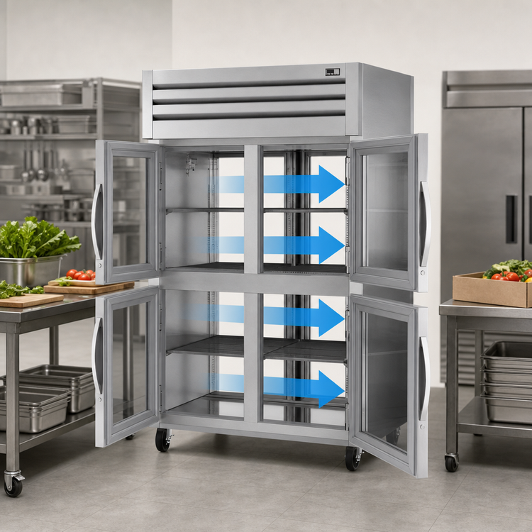 Product image #3 for SPEC SERIES Pass-Thru Two-Section Glass Door Reach-In Refrigerator